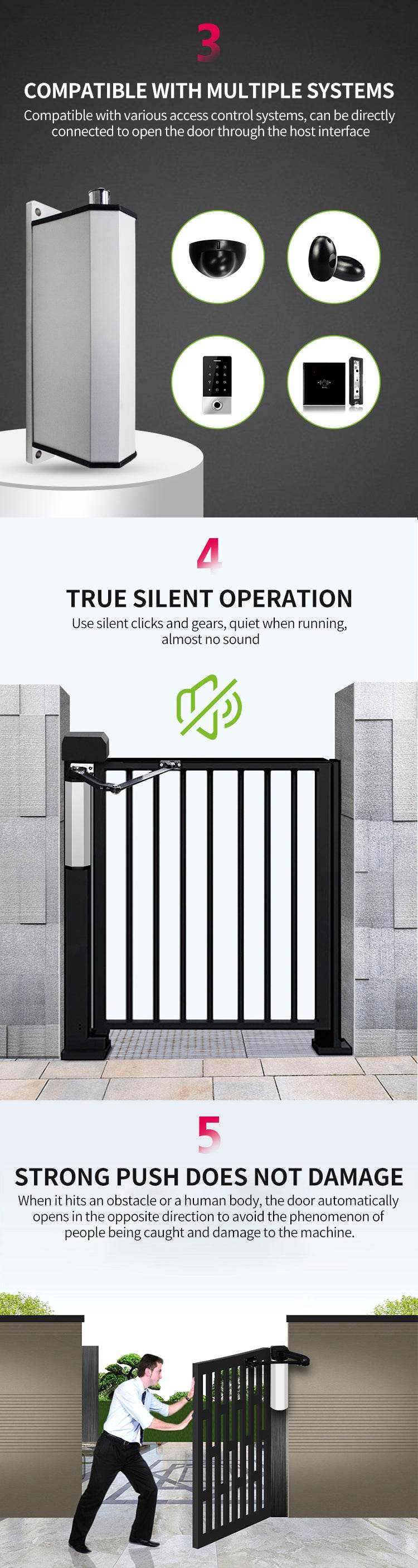 Automatic Door Opener Curved Arm Swing Door Operator For Intelligent Access Control