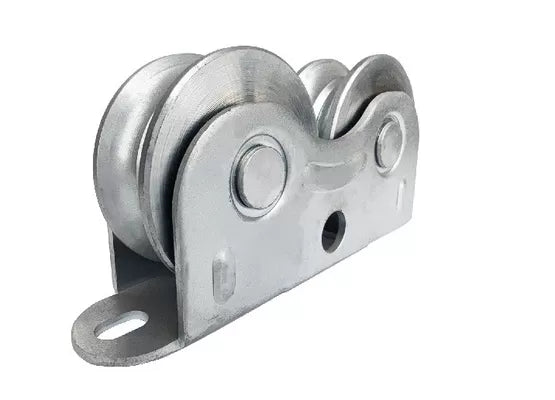 PAIR of HEAVY DUTY Surface Mount External DOUBLE CARRIER Sliding Gate Wheel 110mm V Groove